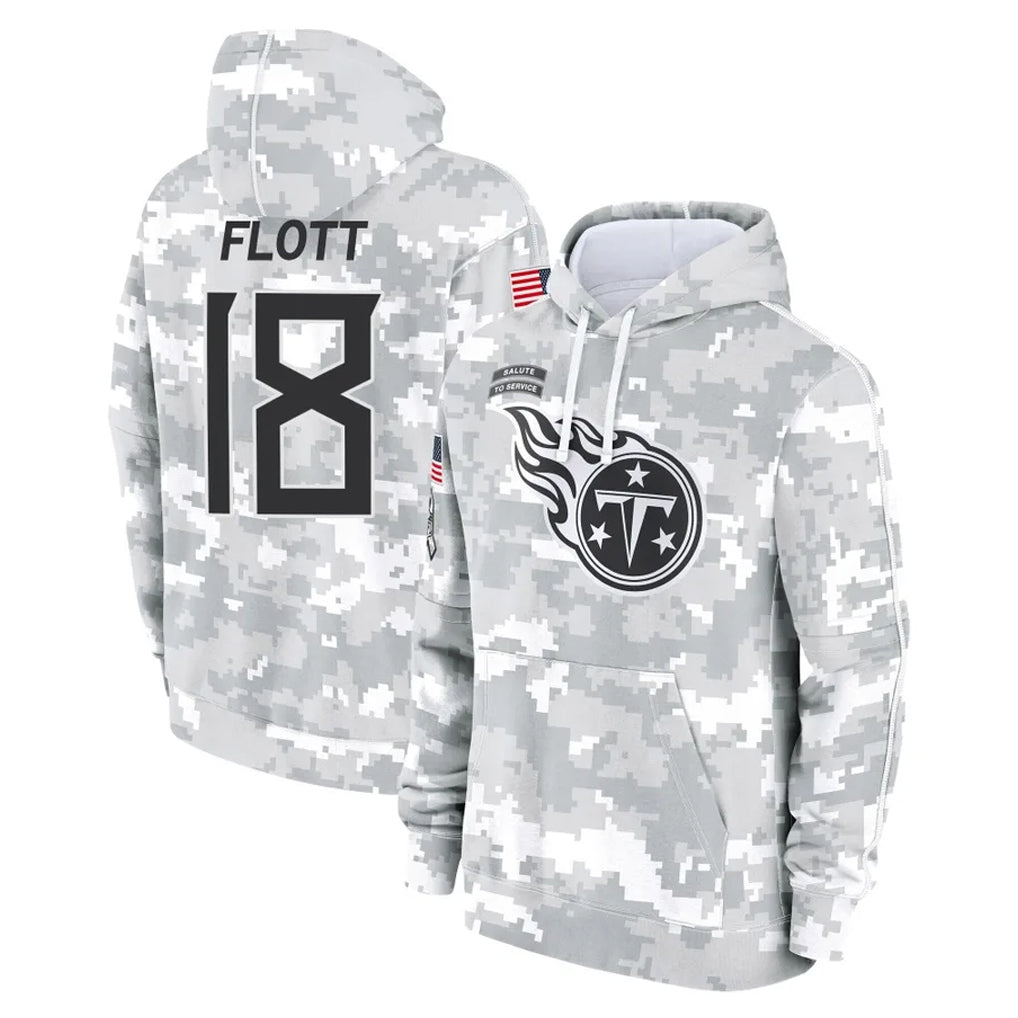 T.Titans #18 Cor'Dale Flott Player Camo Arctic Salute to Service Pullover Hoodies Home Game Ldoa Stitched Jerseys
