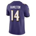 B.Ravens #14 Kyle Hamilton Player Purple Vapor F.U.S.E. Limited Elite Home Game Ldoa Stitched Jerseys