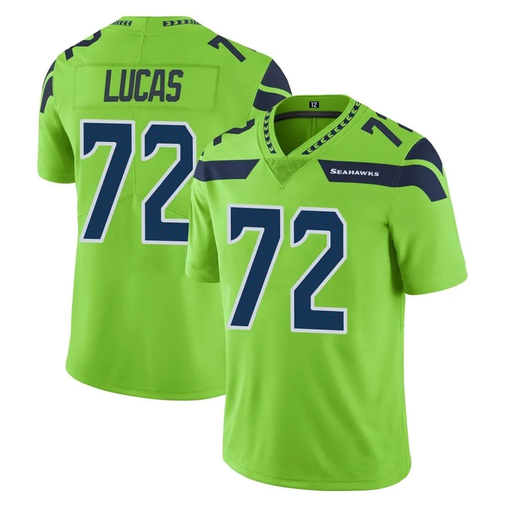 S.Seahawks #72 Abraham Lucas Player Green Limited Color Rush Home Game Ldoa Stitched Jerseys