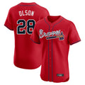 A.Braves #28 Matt Olson Player Red Limited Elite Home Game Ldoa Stitched Jerseys