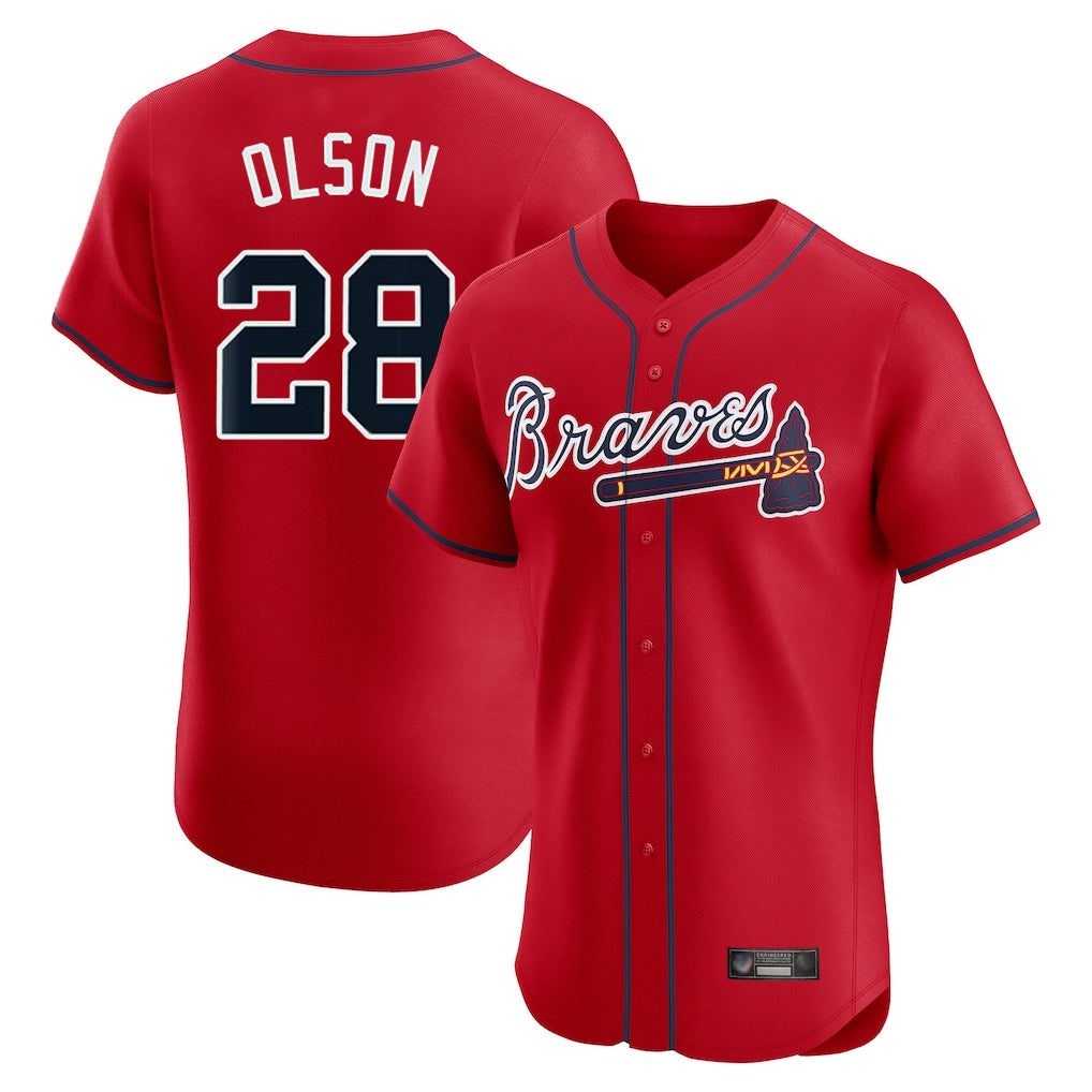 A.Braves #28 Matt Olson Player Red Limited Elite Home Game Ldoa Stitched Jerseys