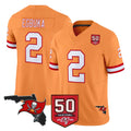 TB.Buccaneers #2 Emeka Egbuka Player Orange 50th Season Vapor Limited Home Game Ldoa Stitched Jerseys