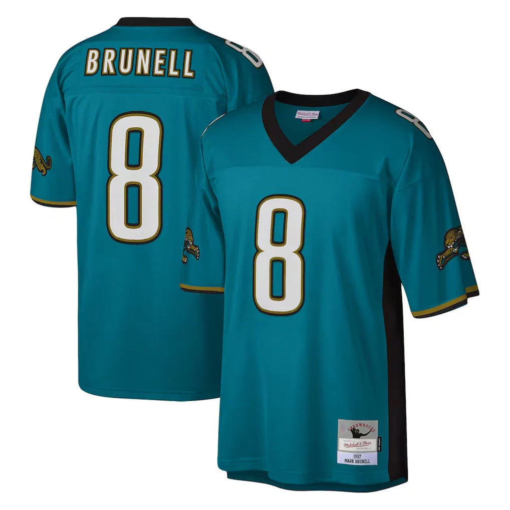 J.Jaguars #8 Mark Brunell?Player Teal Mitchell & Ness Legacy Home Game Ldoa Stitched Jerseys