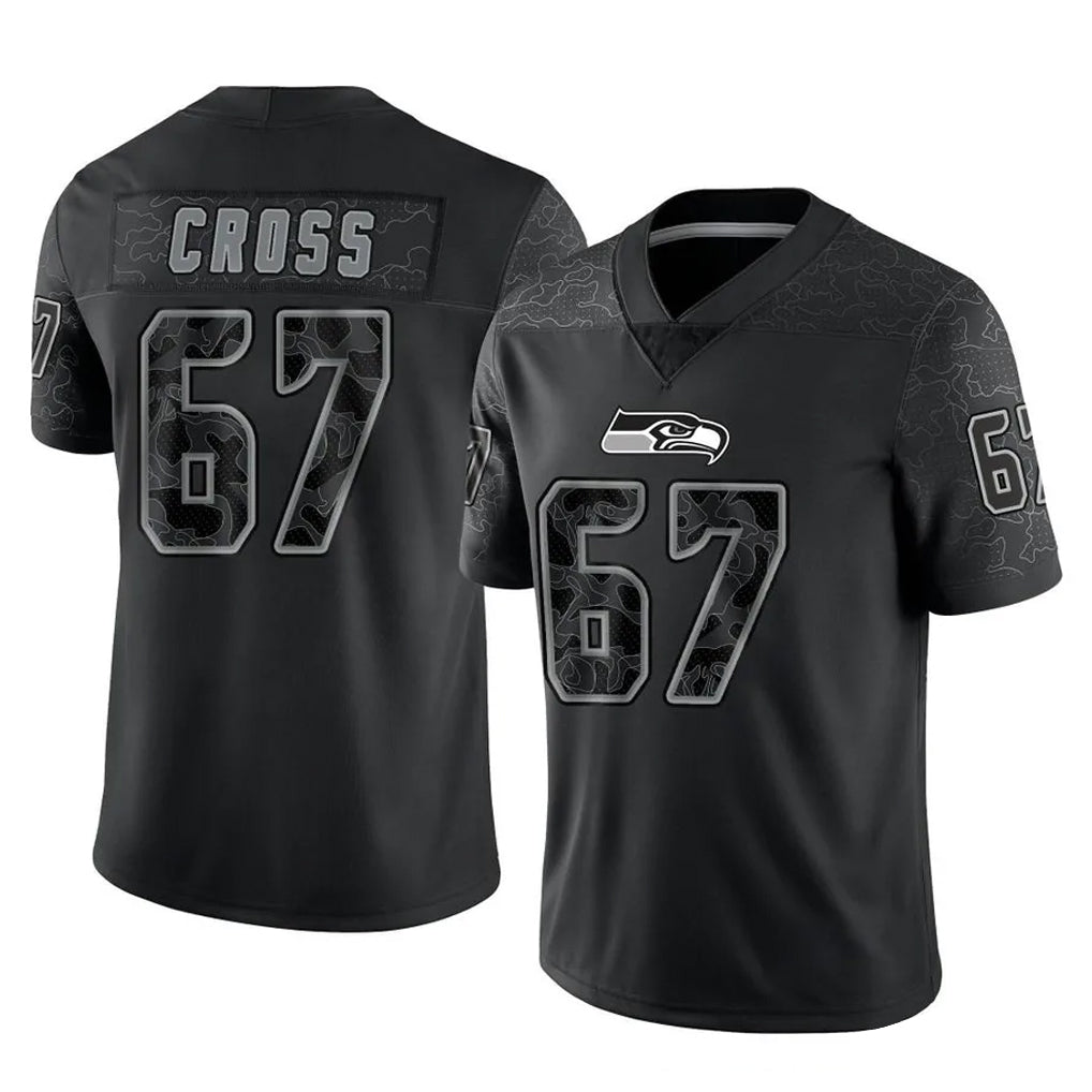 S.Seahawks #67 Charles Cross Player Black Limited Reflective Home Game Ldoa Stitched Jerseys