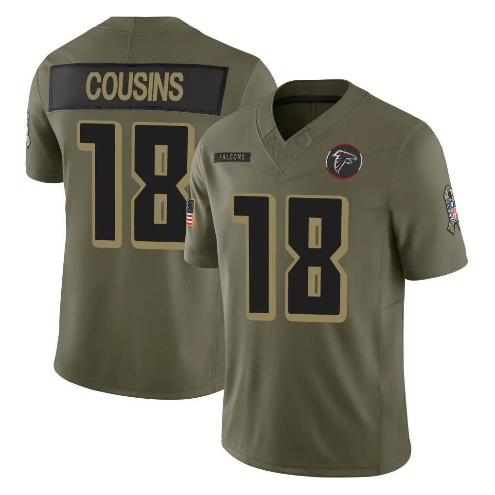 A.Falcons #18 Kirk Cousins Player Olive Salute To Service Limited Home Game Ldoa Stitched Jerseys