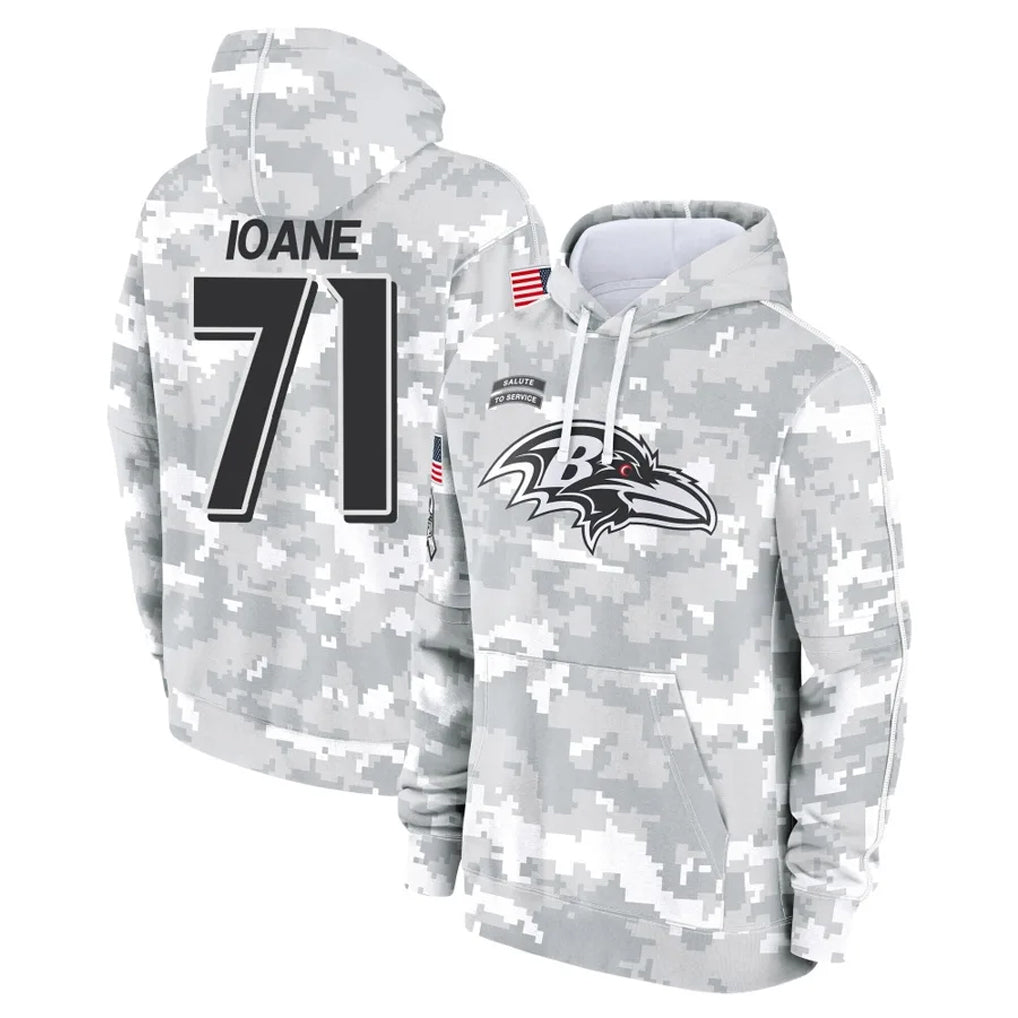 B.Ravens #71 Olaivavega Ioane Player Arctic Camo Salute To Service Hoodie Ldoa Stitched Jerseys