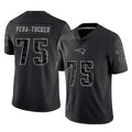 NE.Patriots #75 Alijah Vera-Tucker Player Black Reflective LImited Home Game Ldoa Stitched Jerseys