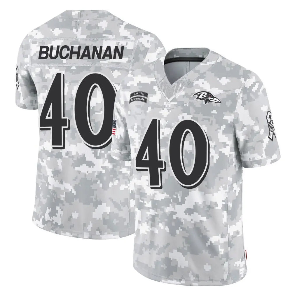 B.Ravens #40 Teddye Buchanan Player Arctic Camo Salute to Service Limited Ldoa Stitched Jerseys