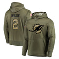 M.Dolphins #2 Malik Willis Player Olive Salute to Service Pullover Hoodies Home Game Ldoa Stitched Jerseys