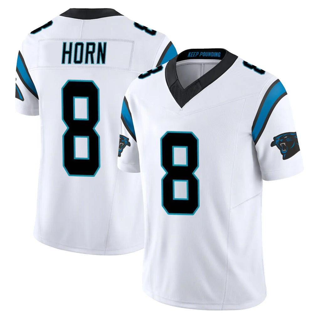 C.Panthers #8 Jaycee Horn Player White Vapor F.U.S.E. Limited Home Game Ldoa Stitched Jerseys
