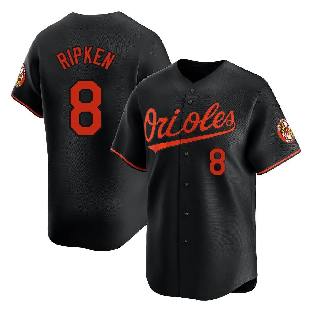 B.Orioles #8 Cal Ripken Player Black Limited Home Game Ldoa Stitched Jerseys