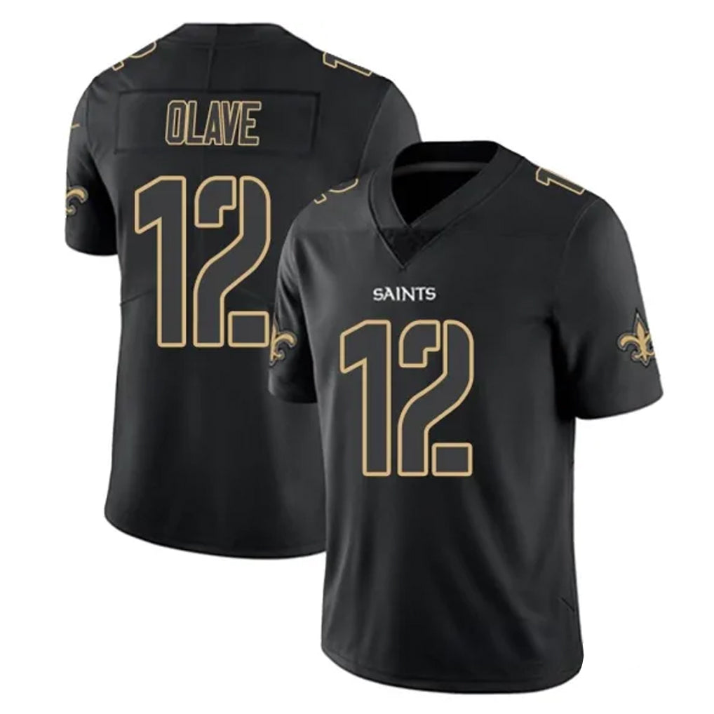 NO.Saints #12 Chris Olave Player Black Impact Limited Home Game Ldoa Stitched Jerseys