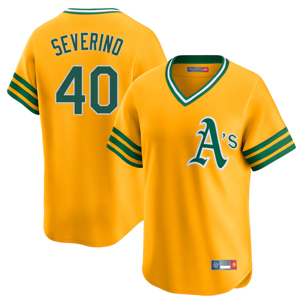 Athletics #40 Luis Severino Player Gold Cooperstown Collection T-shirt Game Ldoa Stitched Jerseys