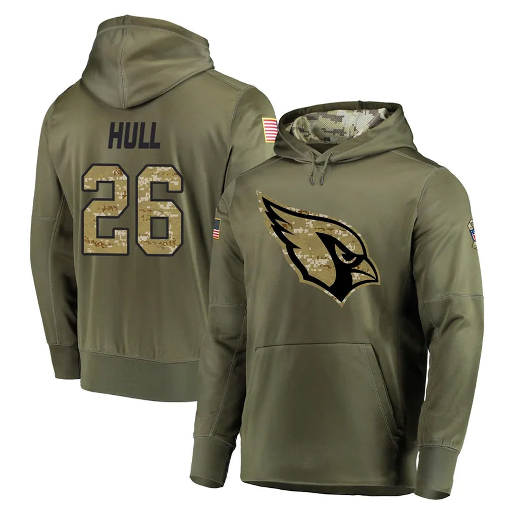A.Cardinals #26 Evan Hull Player Olive Salute to Service Pullover Hoodie Home Game Stitched Jerseys