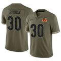 C.Bengals #30 Chase Brown Player Olive Salute to Service Limited Game Ldoa Stitched Jerseys