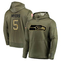 S.Seahawks #5 Jason Myers Player Olive Salute to Service Pullover Hoodie Home Game Ldoa Stitched Jerseys
