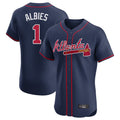 A.Braves #1 Ozzie Albies Player Navy Limited Elite Home Game Ldoa Stitched Jerseys
