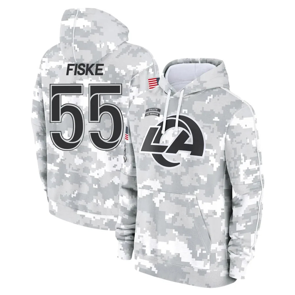 LA.Rams #55 Braden Fiske Player Arctic Camo Salute to Service Hoodies Limited Game Ldoa Stitched Jerseys