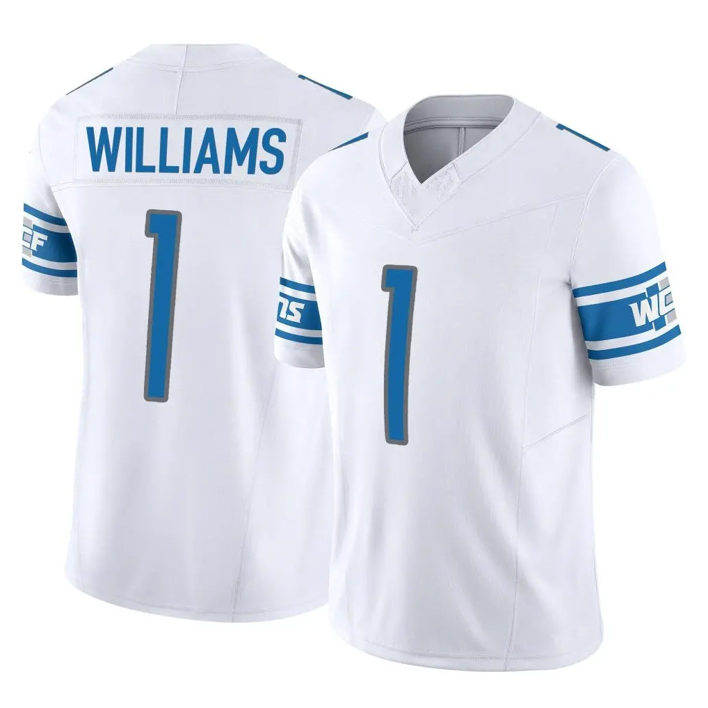 D.Lions #1 Jameson Williams Player White Vapor F.U.S.E. Limited Home Game Ldoa Stitched Jerseys