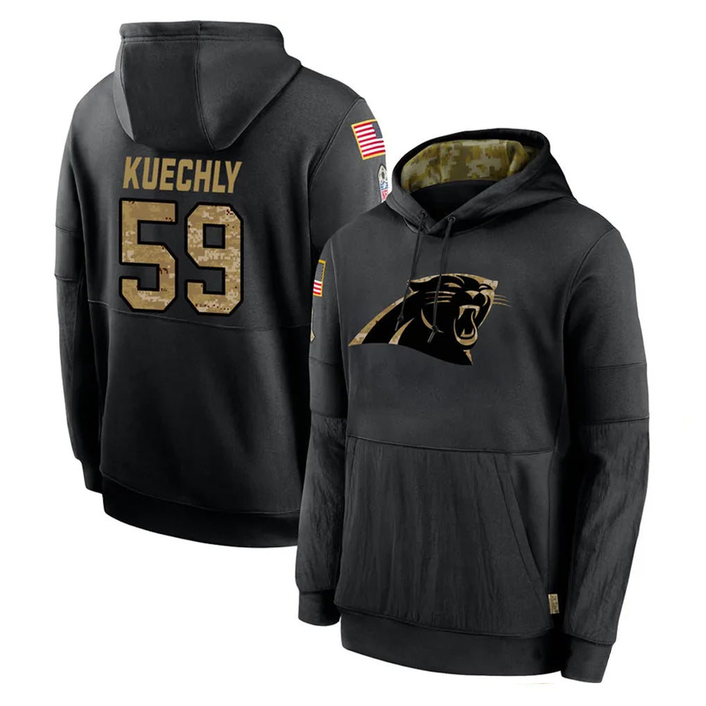 C.Panthers #59 Luke Kuechly Player Black Salute to Service Pullover Hoodies Limited Game Ldoa Stitched Jerseys