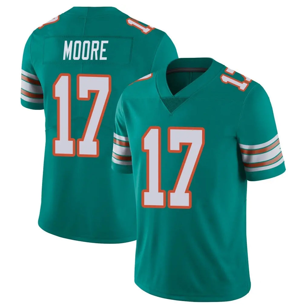 M.Dolphins #17 Trey Moore Player Aqua Limited Alternate Vapor Untouchable Home Game Ldoa Stitched Jerseys