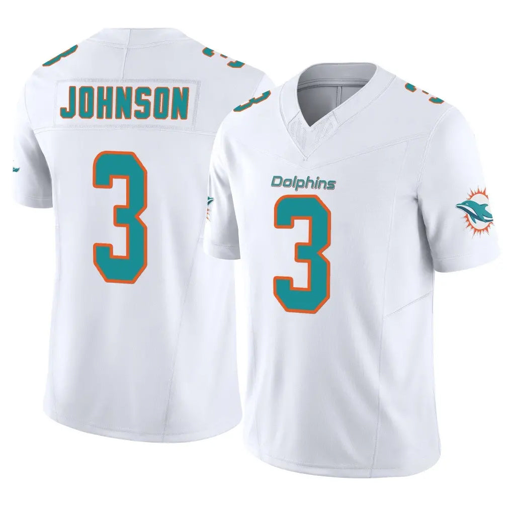 M.Dolphins #3 Chris Johnson Player White Limited Vapor F.U.S.E. Home Game Ldoa Stitched Jerseys