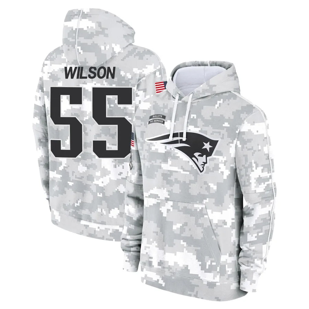 NE.Patriots #55 Jared Wilson Player Arctic Camo Salute to Service Pullover Hoodies Limited Game Ldoa Stitched Jerseys