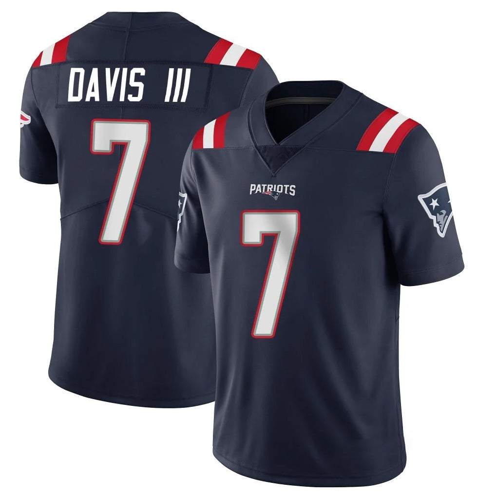 NE.Patriots #7 Carlton Davis III Player Navy Vapor Untouchable Home Game Ldoa Stitched Jerseys