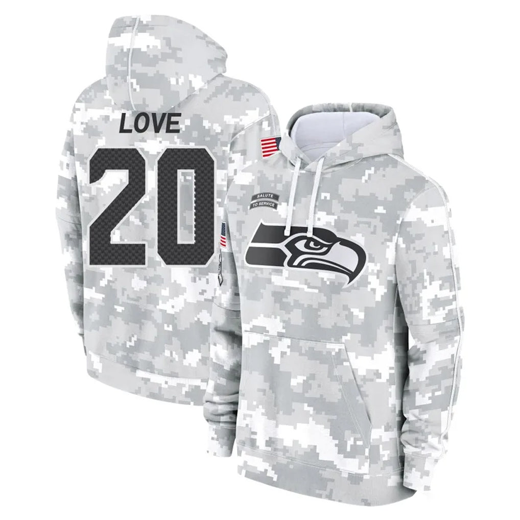 S.Seahawks #20 Julian Love Player Arctic Camo Limited Salute to Service Pullover Hoodies Game Ldoa Stitched Jerseys