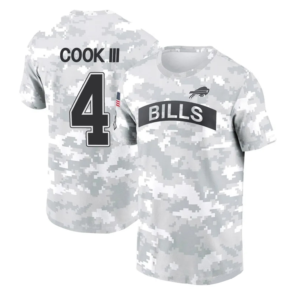 B.Bills #4 James Cook III Player Arctic Camo Salute to Service T-Shirt Hoodies Ldoa Stitched Jerseys