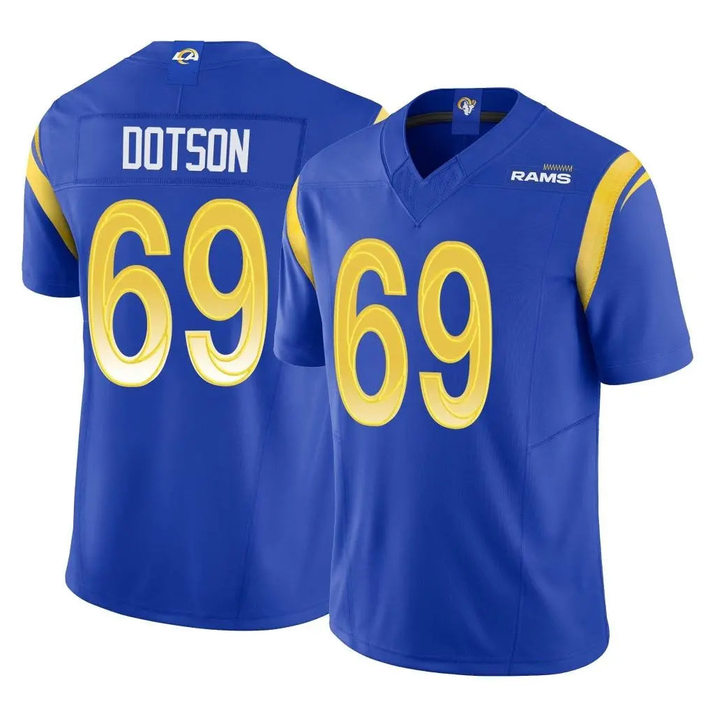 LA.Rams #69 Kevin Dotson Player Royal Limited Vapor F.U.S.E. Home Game Ldoa Stitched Jerseys