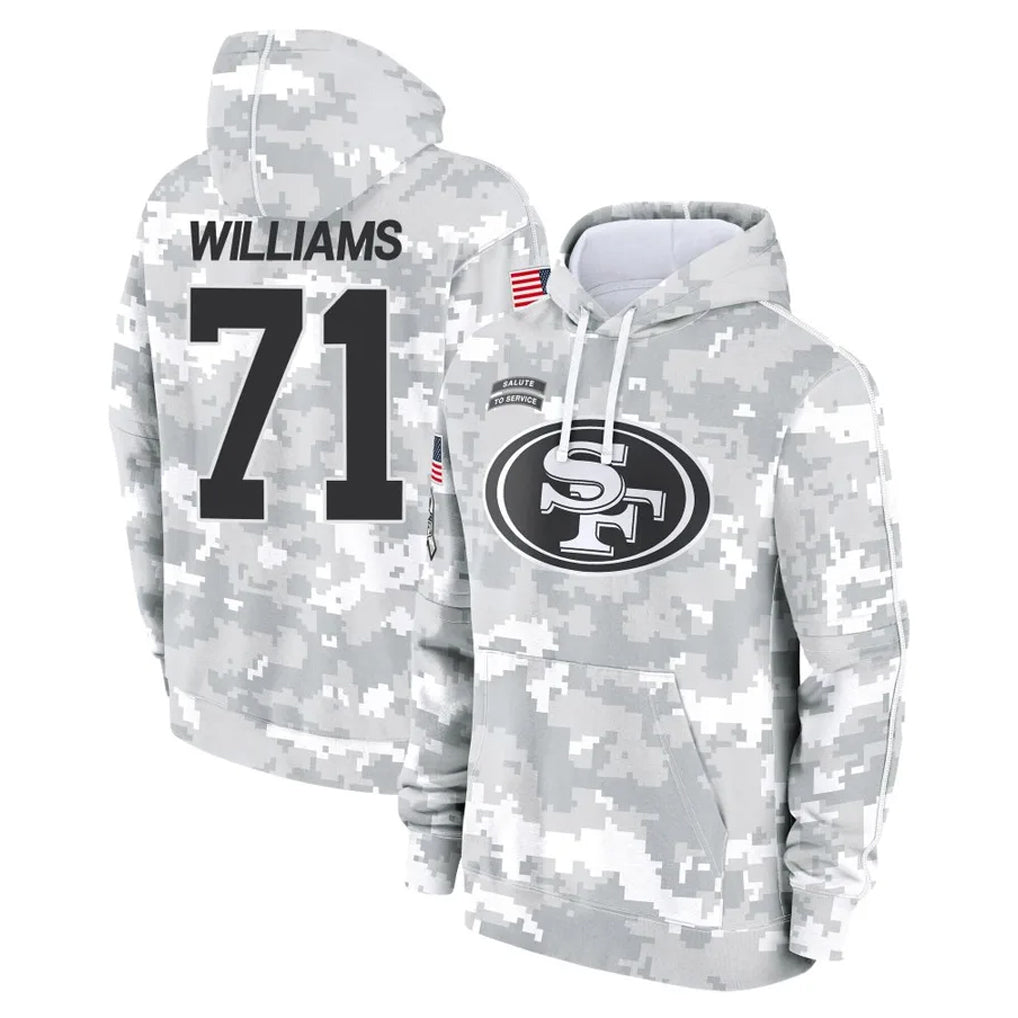 SF.49ers #71 Trent Williams Player Arctic Camo Limited Salute to Service Pullover Hoodies Game Ldoa Stitched Jerseys