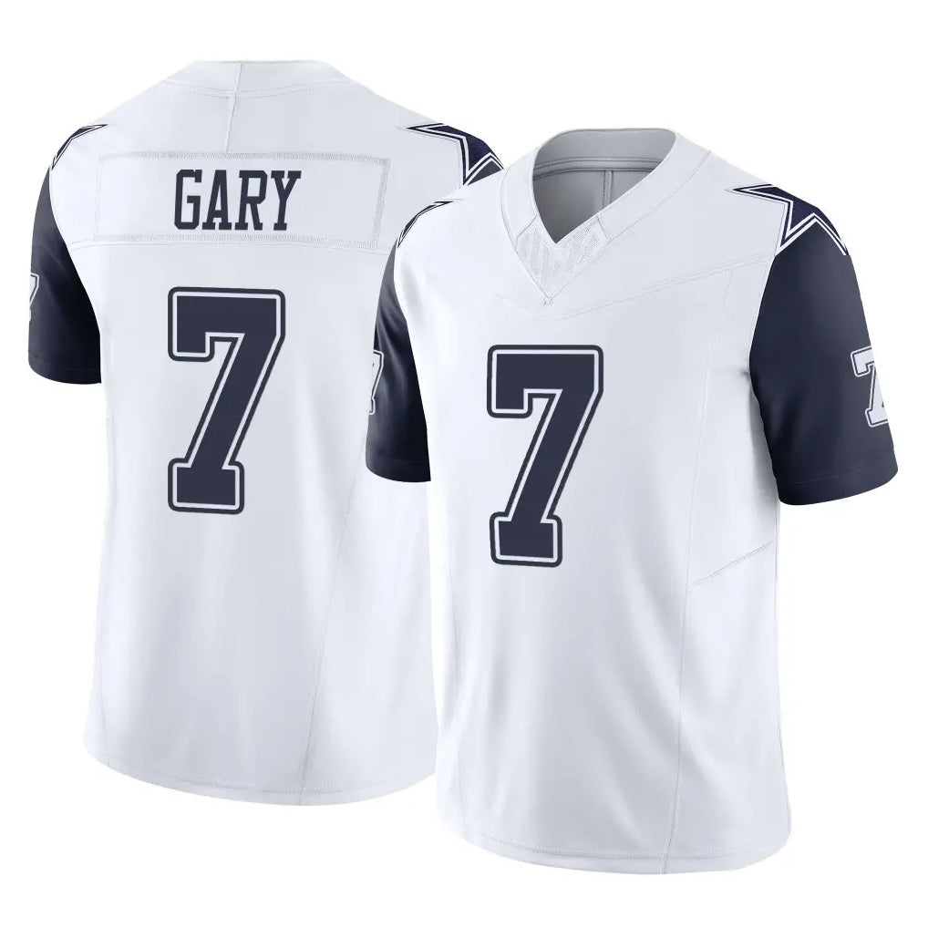 D.Cowboys #7 Rashan Gary Player White-Navy Limited Vapor F.U.S.E. Home Game Ldoa Stitched Jerseys