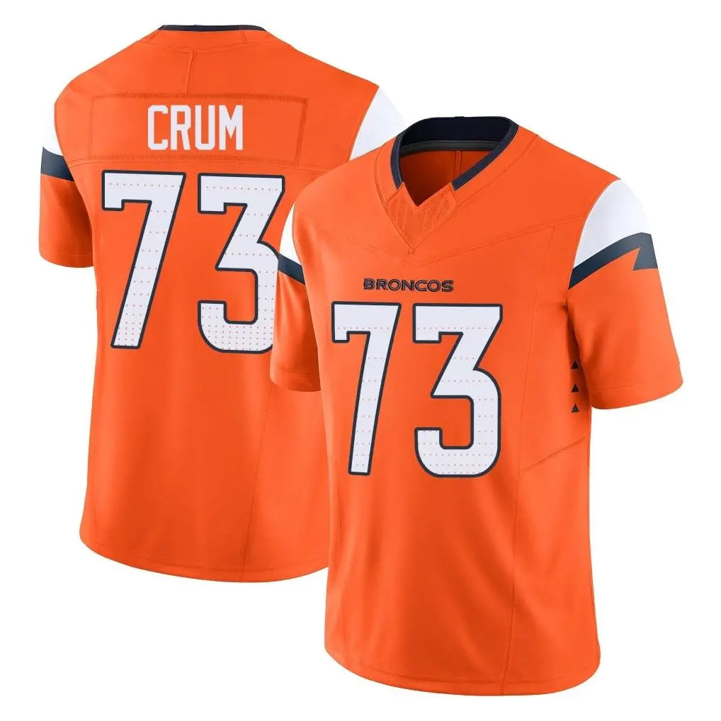 D.Broncos #73 Frank Crum Player Orange Vapor F.U.S.E. Limited Home Game Ldoa Stitched Jerseys
