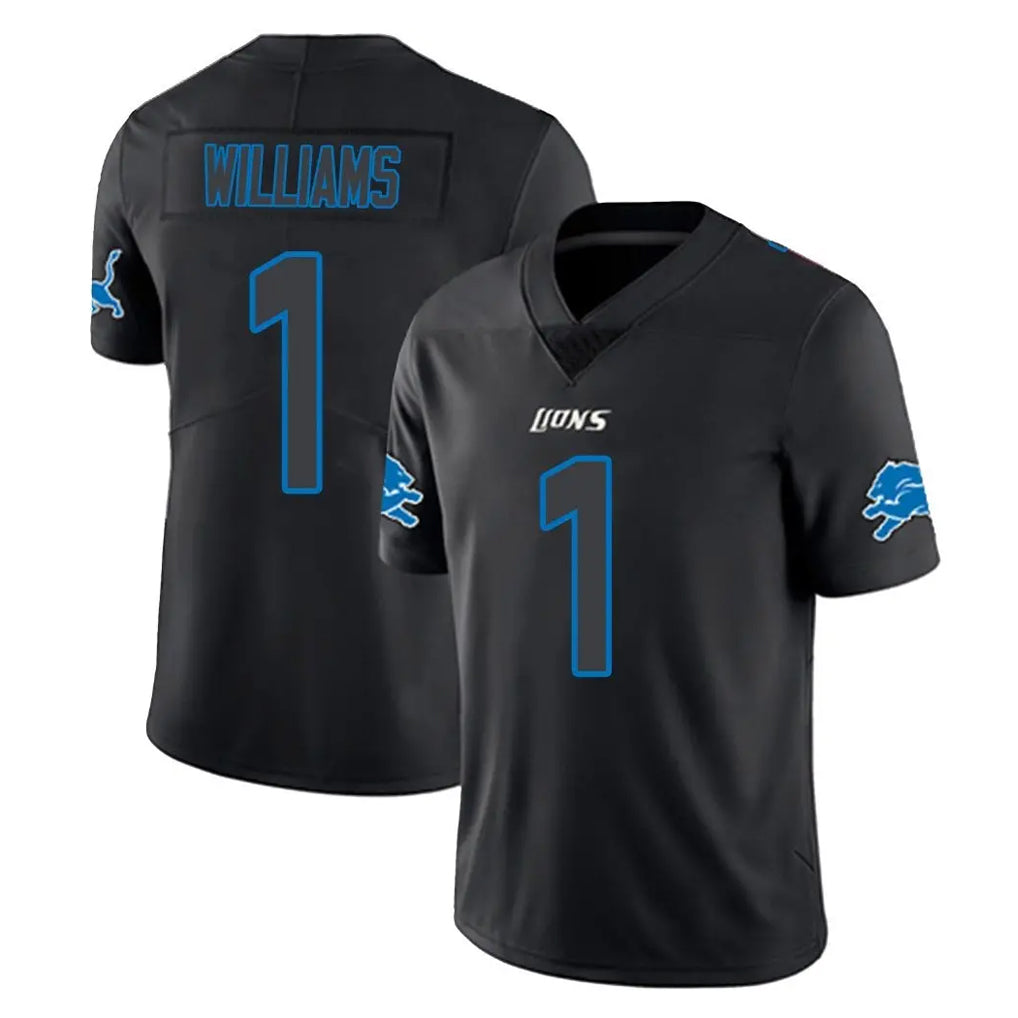 D.Lions #1 Jameson Williams Player Black Impact Limited Home Game Ldoa Stitched Jerseys