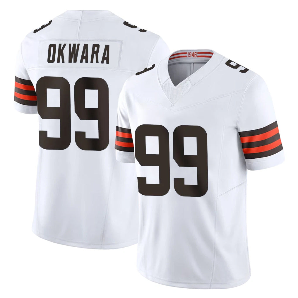 C.Browns #99 Julian Okwara Player White Vapor F.U.S.E. Limited Home Game Ldoa Stitched Jerseys