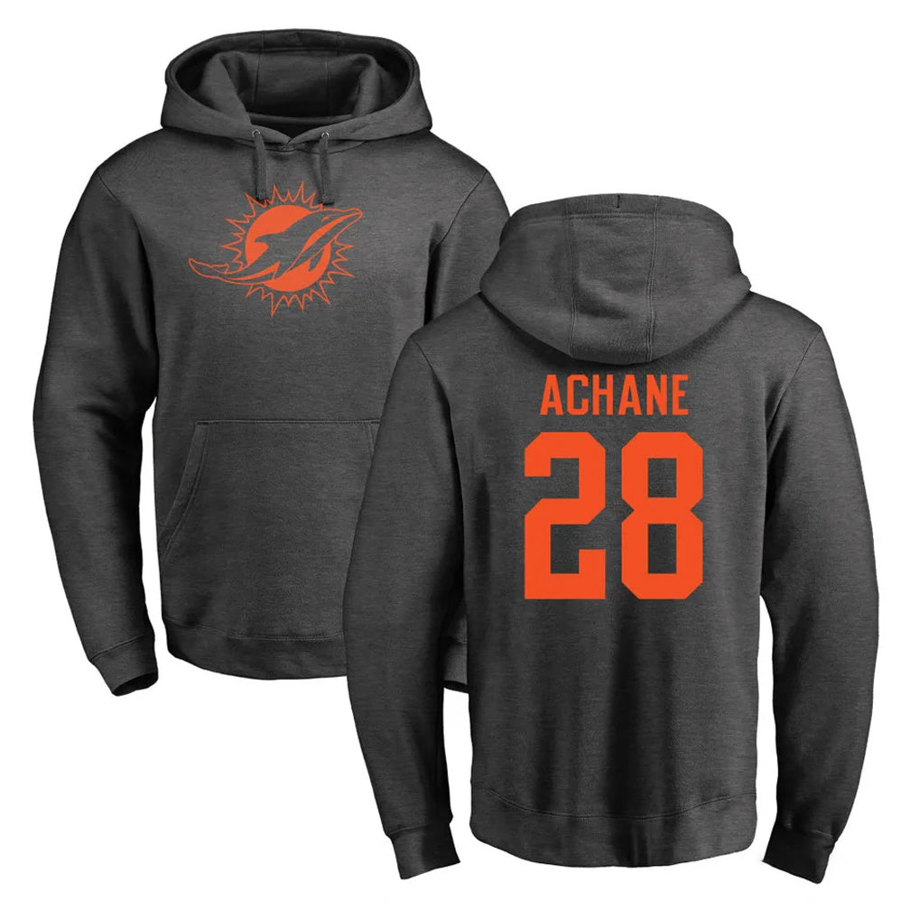 M.Dolphins #28 De'Von Achane Player Darkgray Pullover Hoodies Limited Ldoa Stitched Jerseys