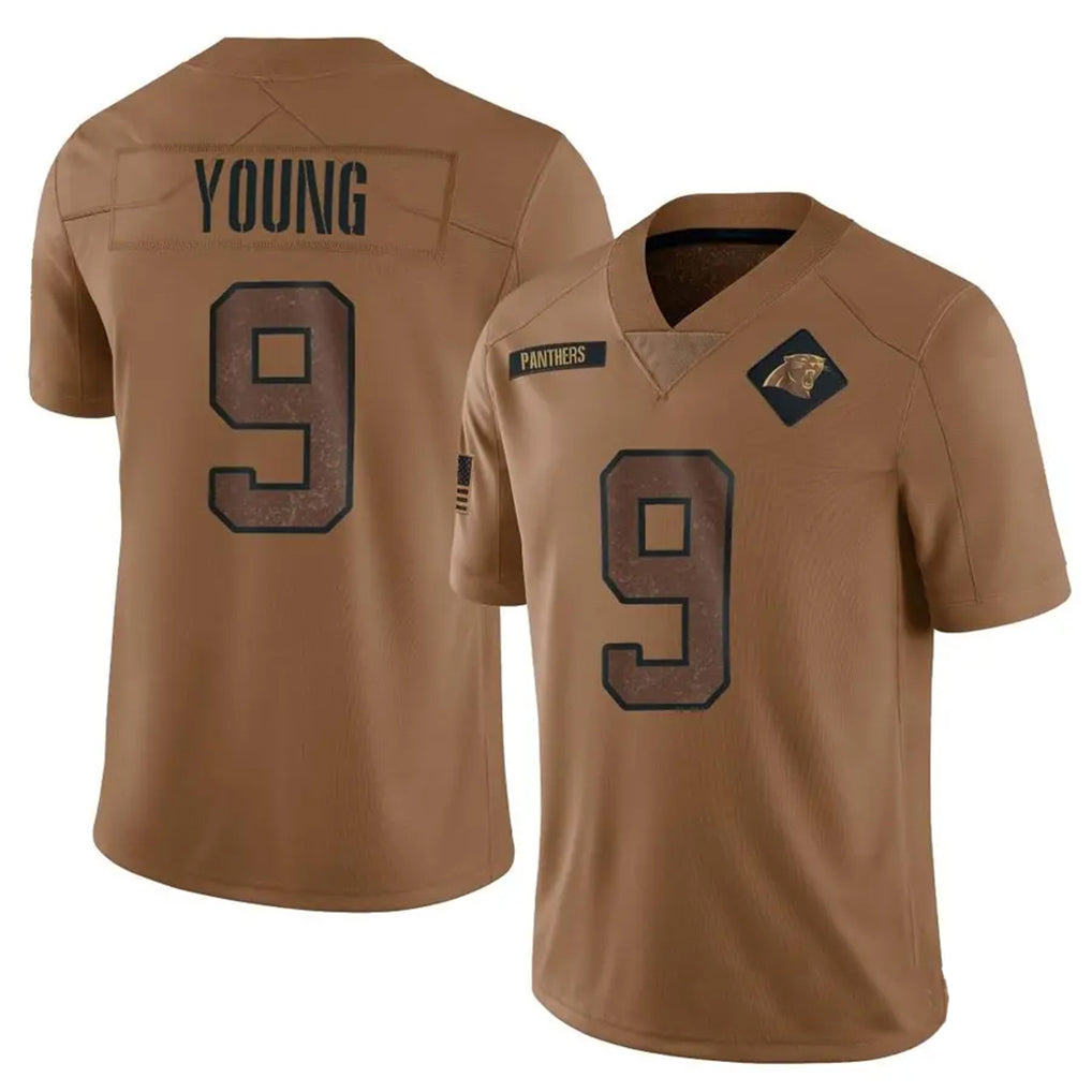 C.Panthers #9 Bryce Young Player Brown Salute To Service Limited Ldoa Stitched Jerseys