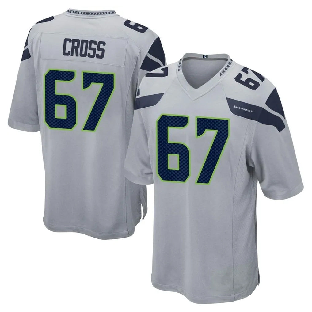 S.Seahawks #67 Charles Cross Player Gray Home Game Ldoa Stitched Jerseys