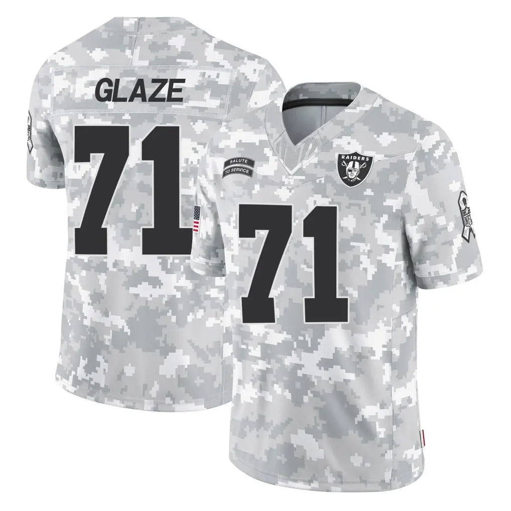 LV.Raiders #71 DJ Glaze Player Arctic Camo Salute To Service Limited Game Ldoa Stitched Jerseys