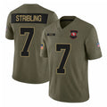 SF.49ers #7 De'Zhaun Stribling Player Olive 2025 Salute To Service Limited Home Game Ldoa Stitched Jerseys