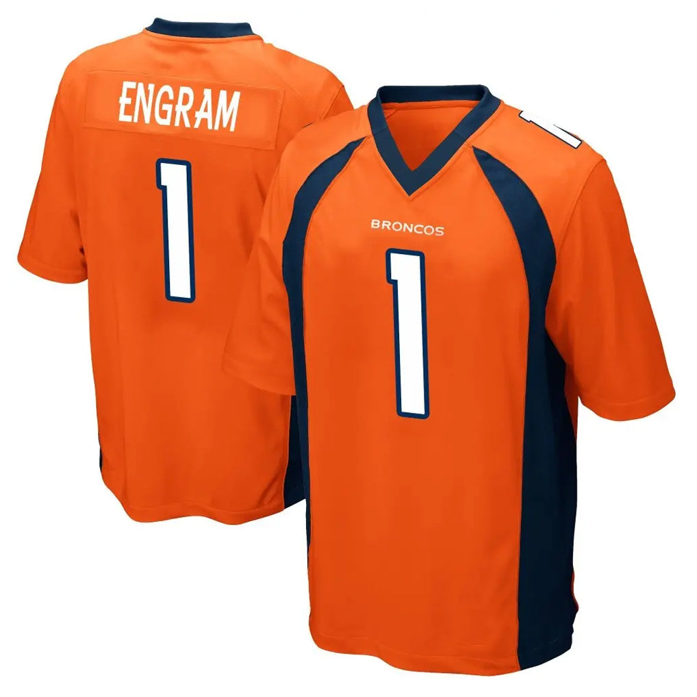 D.Broncos #1 Evan Engram Player Orange Color Home Game Ldoa Stitched Jerseys