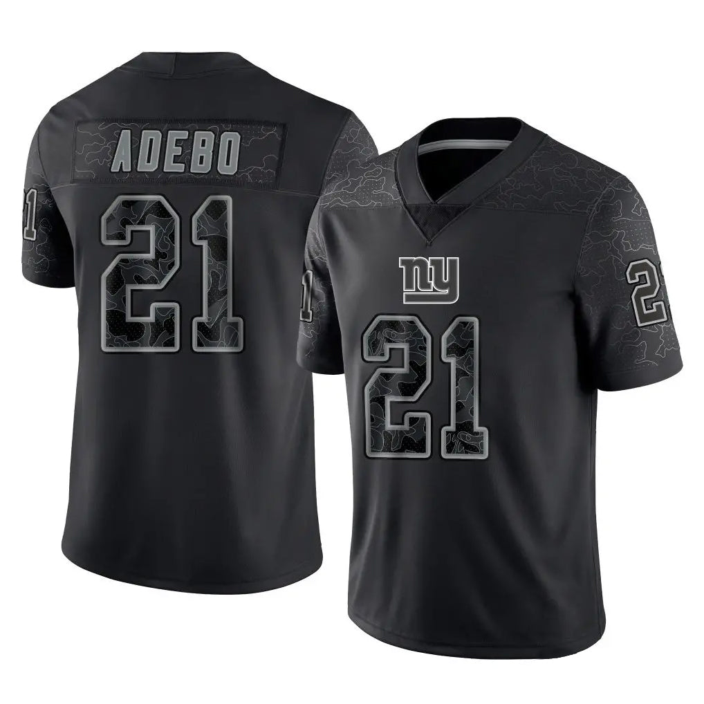 NY.Giants #21 Paulson Adebo Player Black Limited Reflective Home Game Ldoa Stitched Jerseys