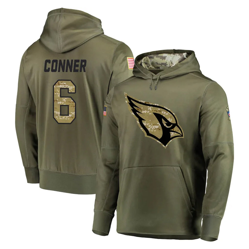 A.Cardinals #6 James Conner Player Olive Salute to Service Limited Hoodie Ldoa Stitched Jerseys