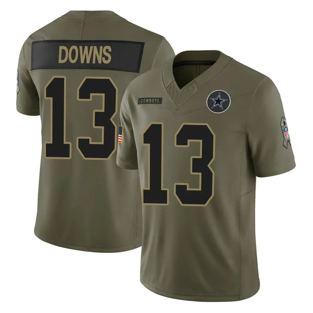 D.Cowboys #13 Caleb Downs Player Olive 2025 Salute to Service Limited Home Game Ldoa Stitched Jerseys