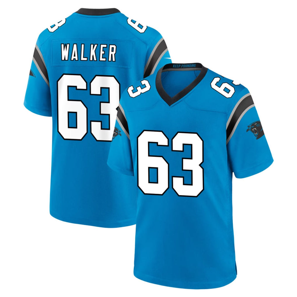 C.Panthers #63 Rasheed Walker Player Blue Home Game Ldoa Stitched Jerseys