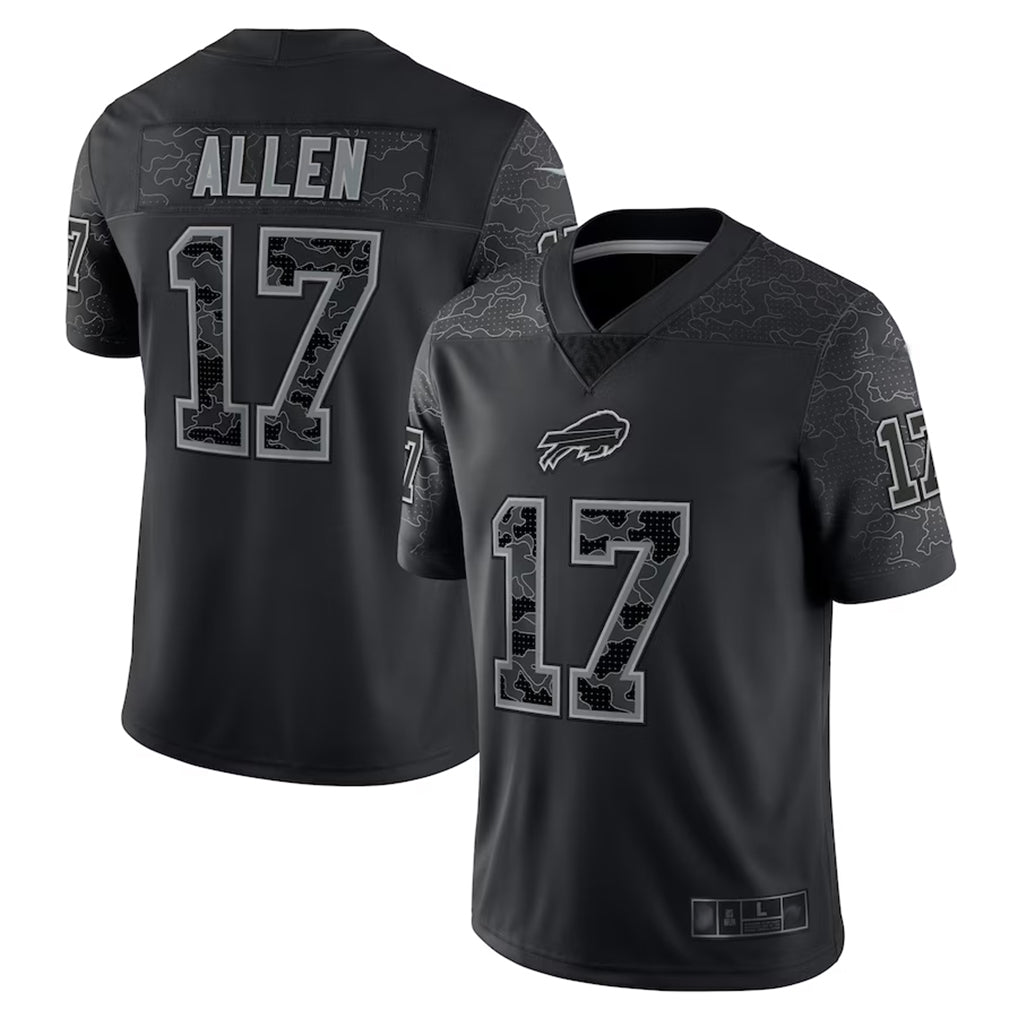 B.Bills #17 Josh Allen Player Black RFLCTV Limited Ldoa Stitched Jerseys