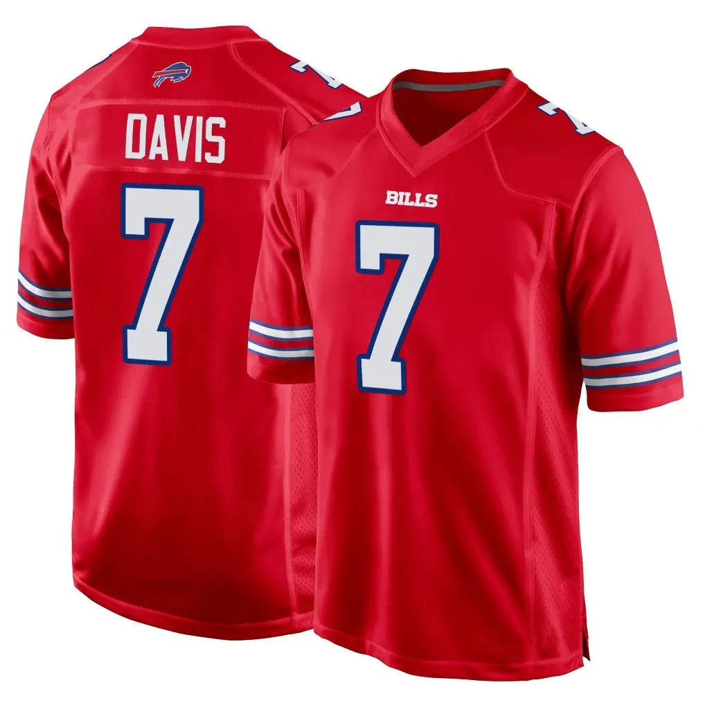 B.Bills #7 Ray Davis Player Red Home Game Ldoa Stitched Jerseys
