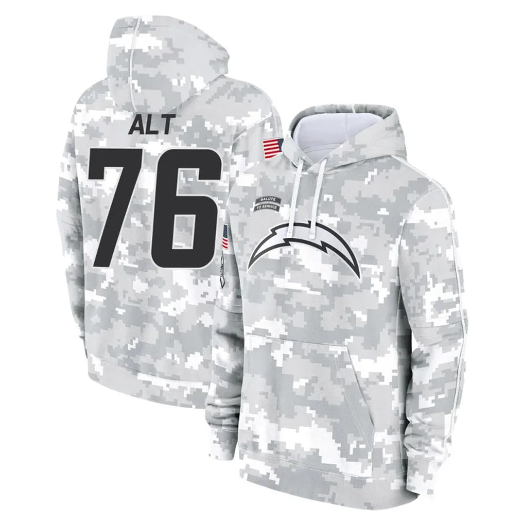 LA.Chargers #76 Joe Alt Player Arctic Camo Salute to Service Hoodies Limited Game Ldoa Stitched Jerseys