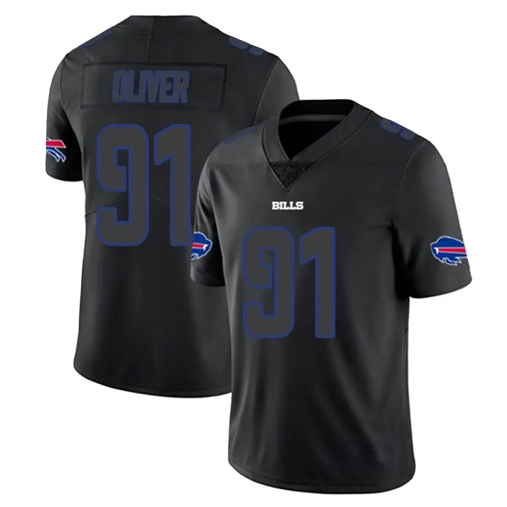 B.Bills #91 Ed Oliver Player Black Impact Limited Home Game Ldoa Stitched Jerseys